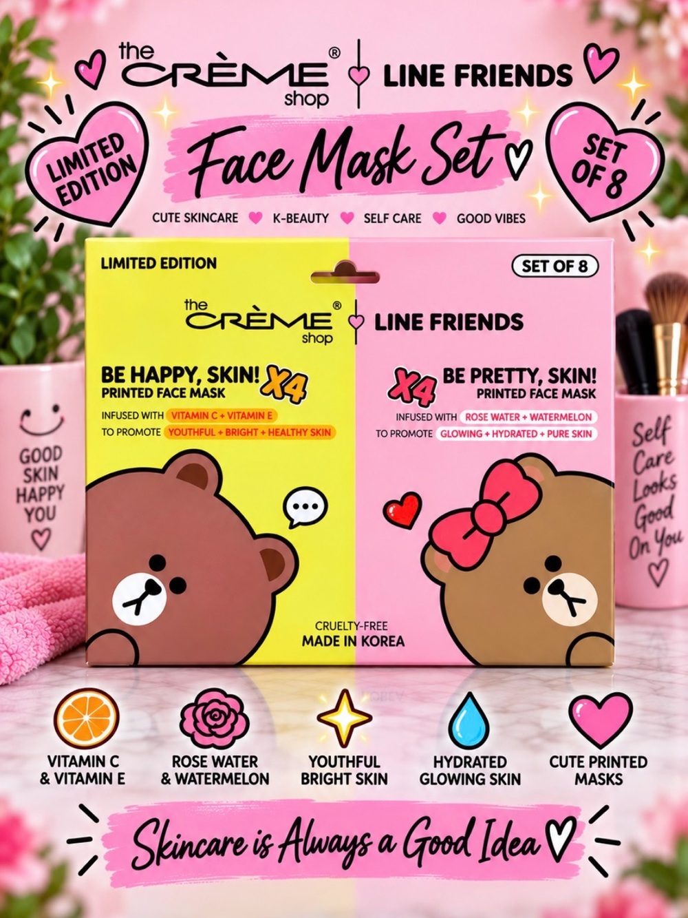 The Crème Shop LINE FRIENDS  Face Mask Set (Set of 8) - Limited Edition